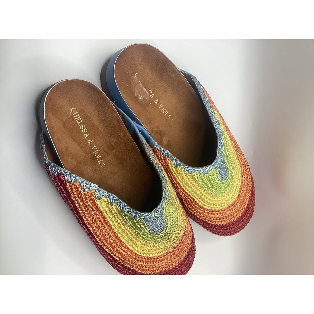 chelsea and violet Cleo Rainbow Embroidered Platform Clogs. W-12 - Picture 3 of 6